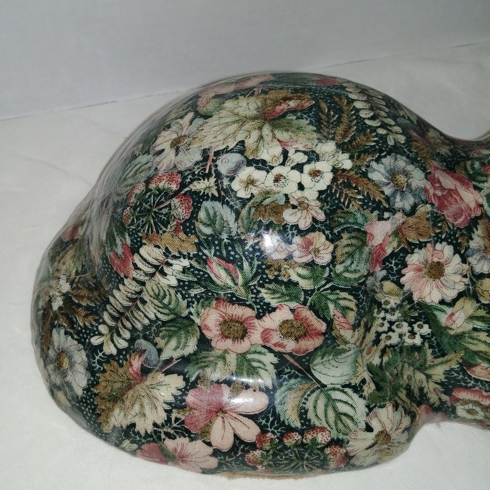 ✨️ SOLD ✨️Calico Capers Cat Figure FolkArt Green/Pink Floral - Picture 3 of 6